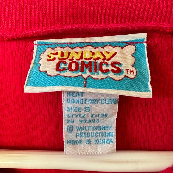 Vintage Disney Sunday Comics Sweatshirt with Chenille Skiing Mickey Size S - Picture 3 of 4